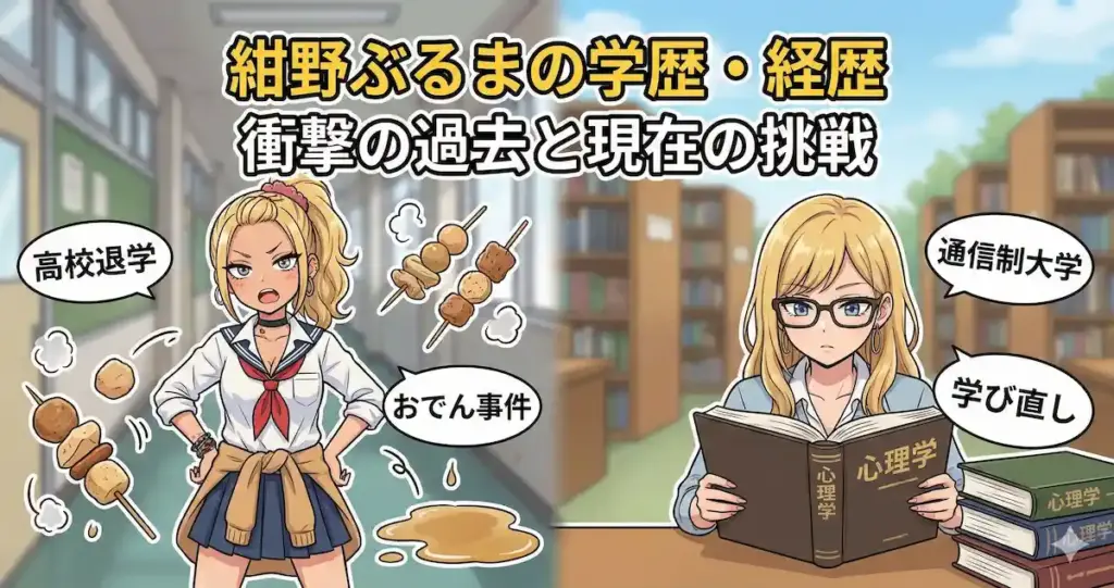 紺野ぶるまの学歴と経歴｜高校時代の退学原因はおでん？現在は大学で心理学を勉強中