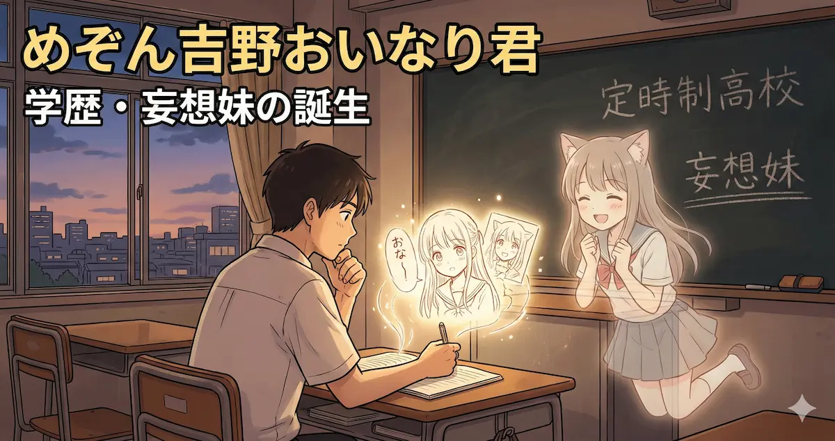 めぞん吉野おいなり君の学歴！大学は行かず出身高校は定時制？妄想妹が生まれた学生時代