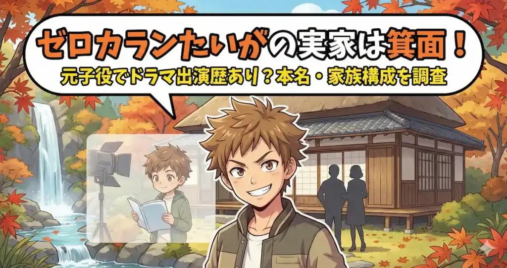 ゼロカランたいがの実家は箕面！元子役でドラマ出演歴あり？本名・家族構成まとめ