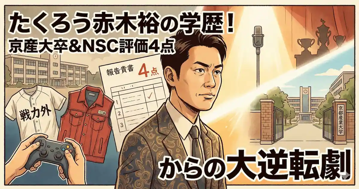 たくろう赤木裕の学歴!京都産業大学出身でNSCの評価4点からの大逆転劇
