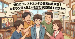 ゼロカランワキユウタの実家は豊中市!本名や父母と兄2人を含む家族構成を総まとめ