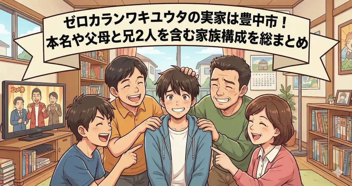 ゼロカランワキユウタの実家は豊中市!本名や父母と兄2人を含む家族構成を総まとめ