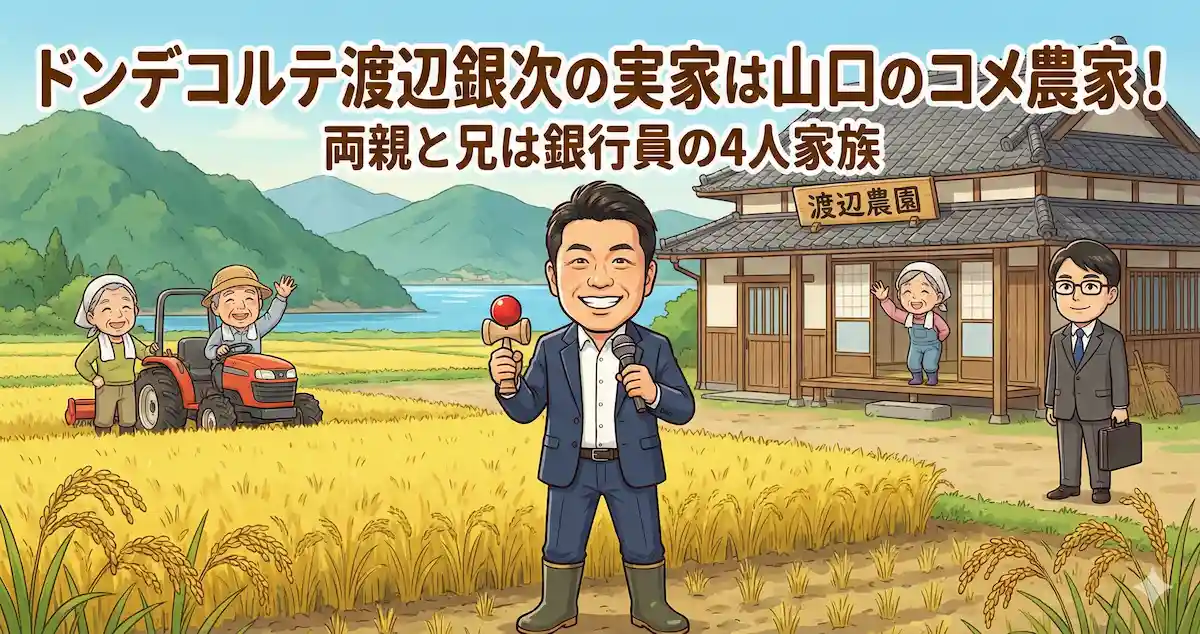 ドンデコルテ渡辺銀次の実家はコメ農家で山口！両親と兄は銀行員の4人家族