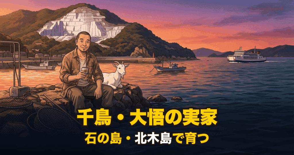 千鳥・大悟の実家がある北木島を表すアニメ調イラスト