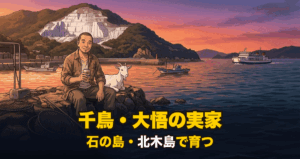 千鳥・大悟の実家がある北木島を表すアニメ調イラスト