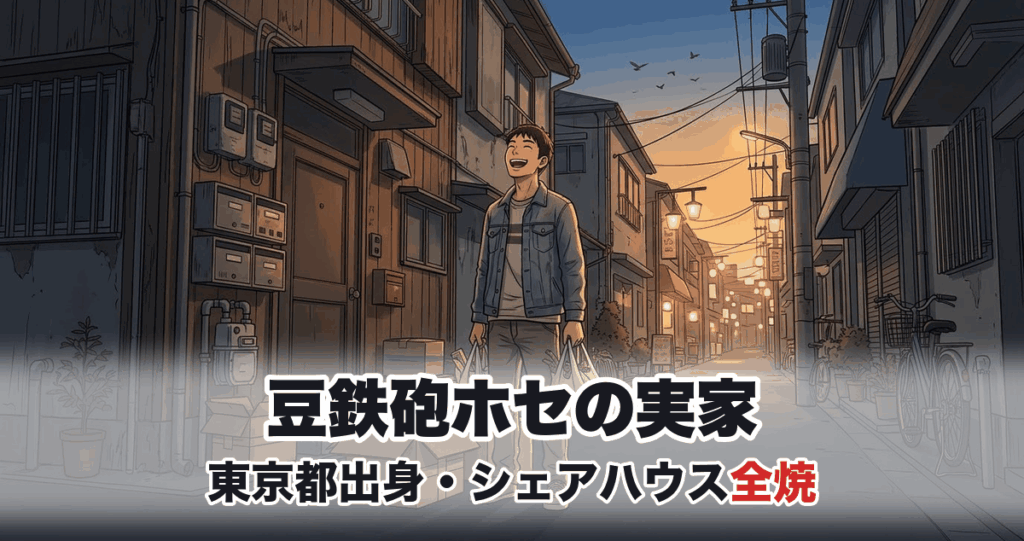 豆鉄砲ホセの実家と下町の路地を表すアニメ調イラスト